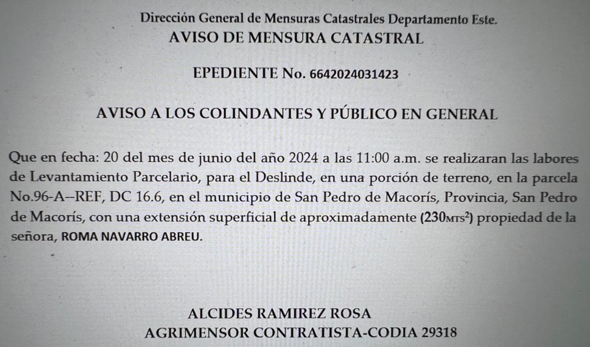 Aviso Alcides Ramirez